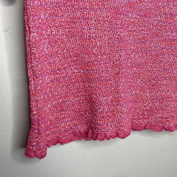 M by Missoni | Women’s Pink Lettuce Hem Short Sleeve Top Size 14 - Picture 3 of 6